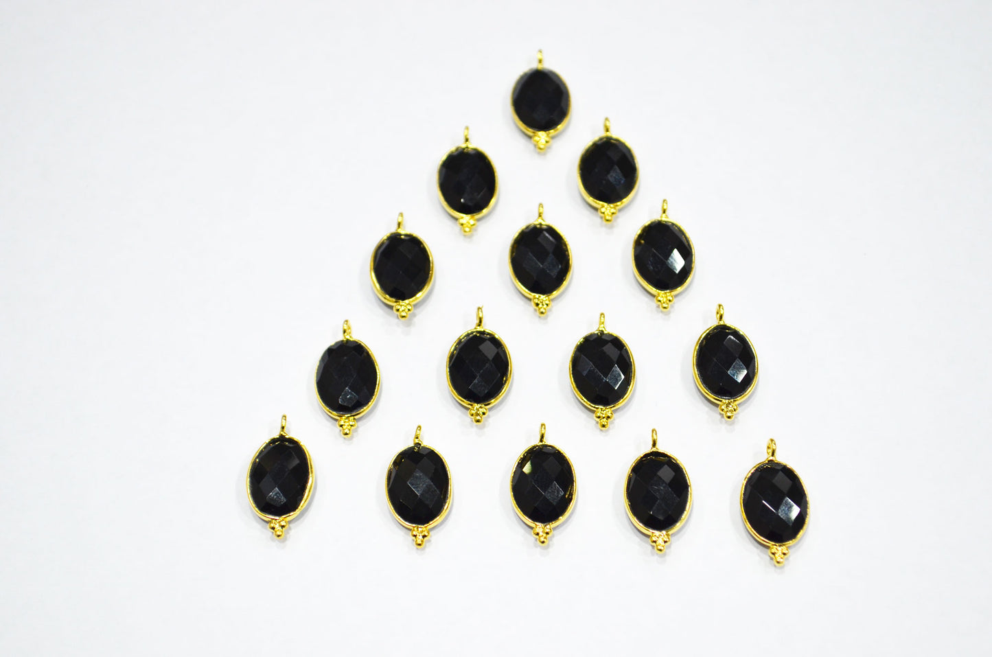 Black Onyx Faceted Oval Shape Connector , Sold By Piece , 11x15 mm , RB-7401