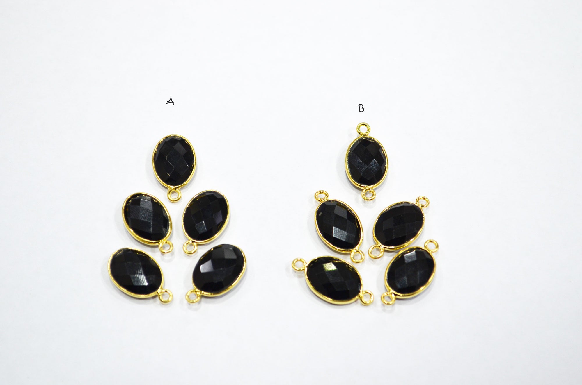 Black Onyx Faceted Oval Shape Connector , Sold By Piece , 11x15 mm , RB-7402