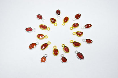 Mozambique Garnet Faceted Free Form Shape Connector , Sold By Piece , 6x8 - 7x9 mm , RB-7403