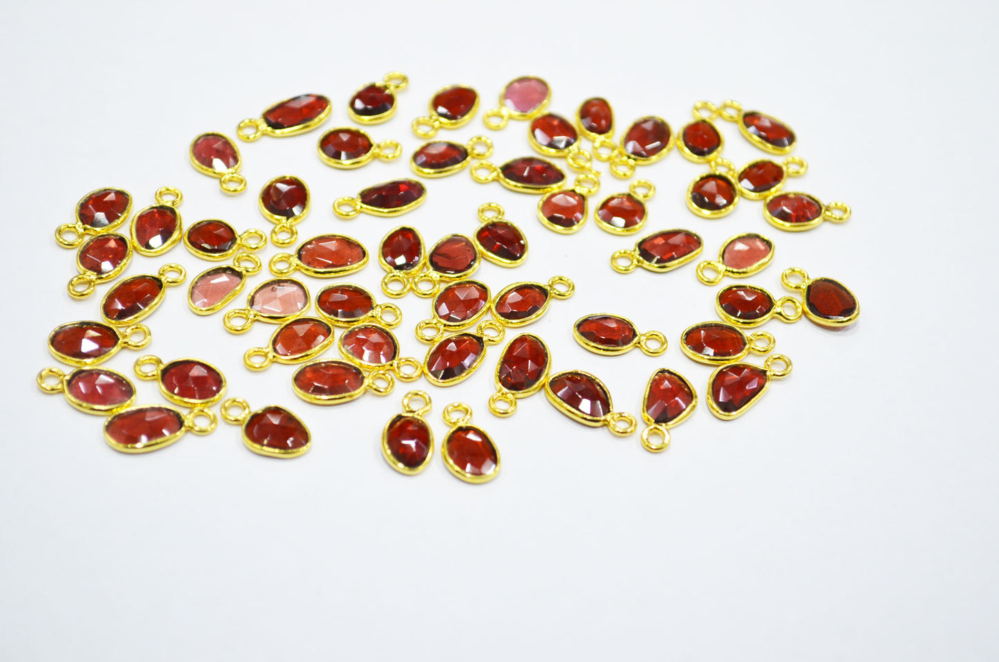 Mozambique Garnet Faceted Free Form Shape Connector , Sold By Piece , 6x8 - 7x9 mm , RB-7403