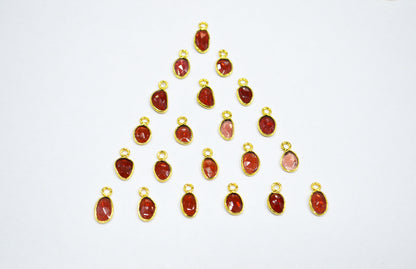 Mozambique Garnet Faceted Free Form Shape Connector , Sold By Piece , 6x8 - 7x9 mm , RB-7403