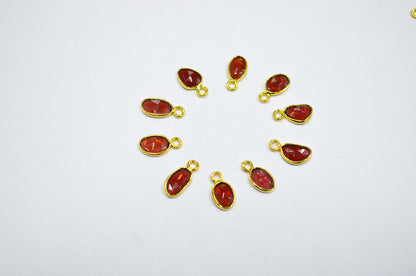 Mozambique Garnet Faceted Free Form Shape Connector , Sold By Piece , 6x8 - 7x9 mm , RB-7403