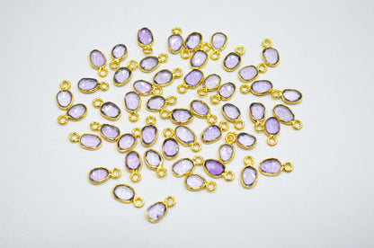 Pink Amethyst Faceted Free Form Shape Connector , Sold By Piece , 5x6 - 6x7 mm , RB-7404