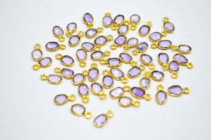 Pink Amethyst Faceted Free Form Shape Connector , Sold By Piece , 5x6 - 6x7 mm , RB-7404