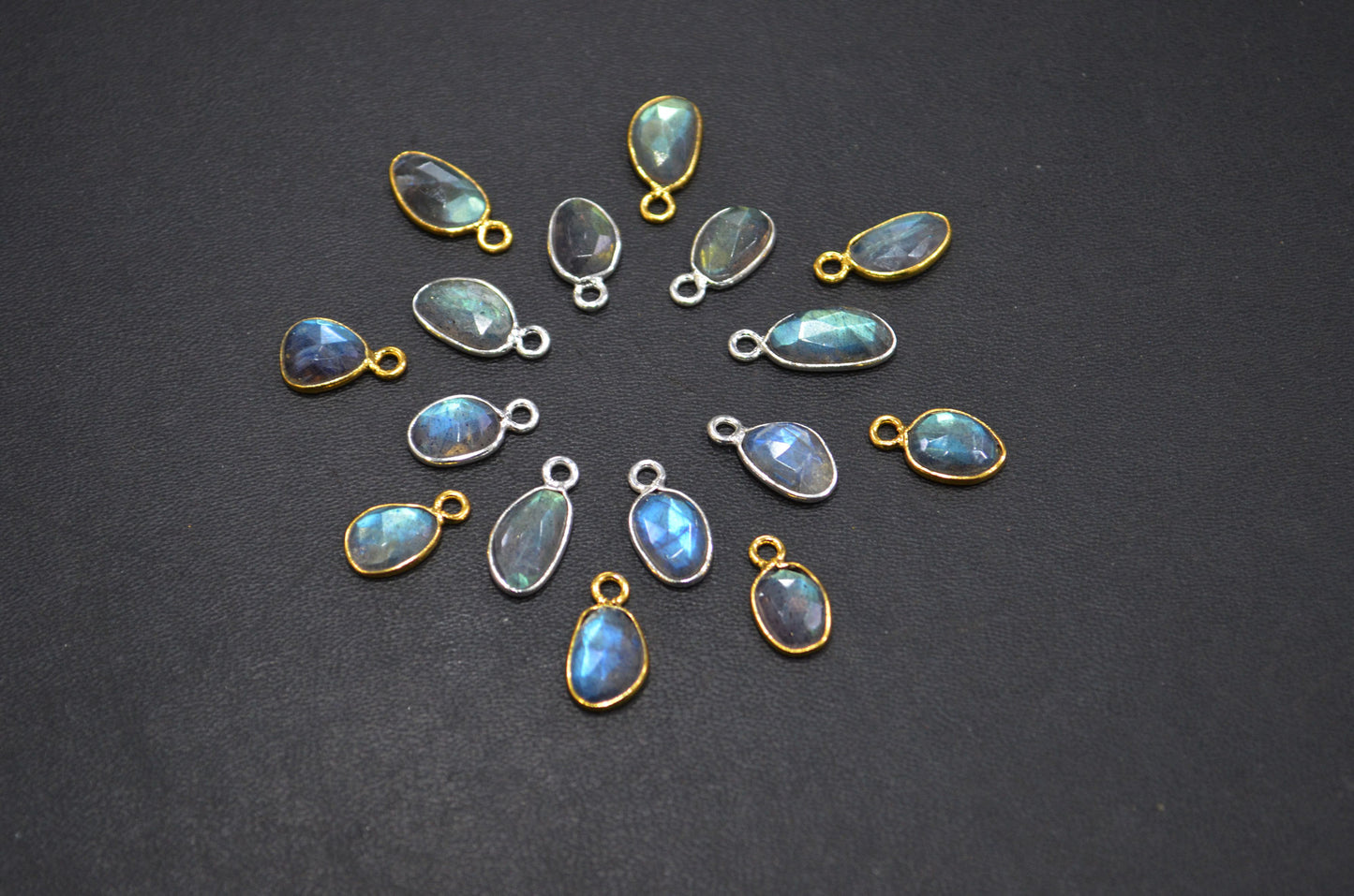 Natural Labradorite Faceted Free Form Shape Connector , Sold By Piece , 7x9 - 9x12 mm , RB-7405