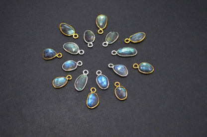 Natural Labradorite Faceted Free Form Shape Connector , Sold By Piece , 7x9 - 9x12 mm , RB-7405