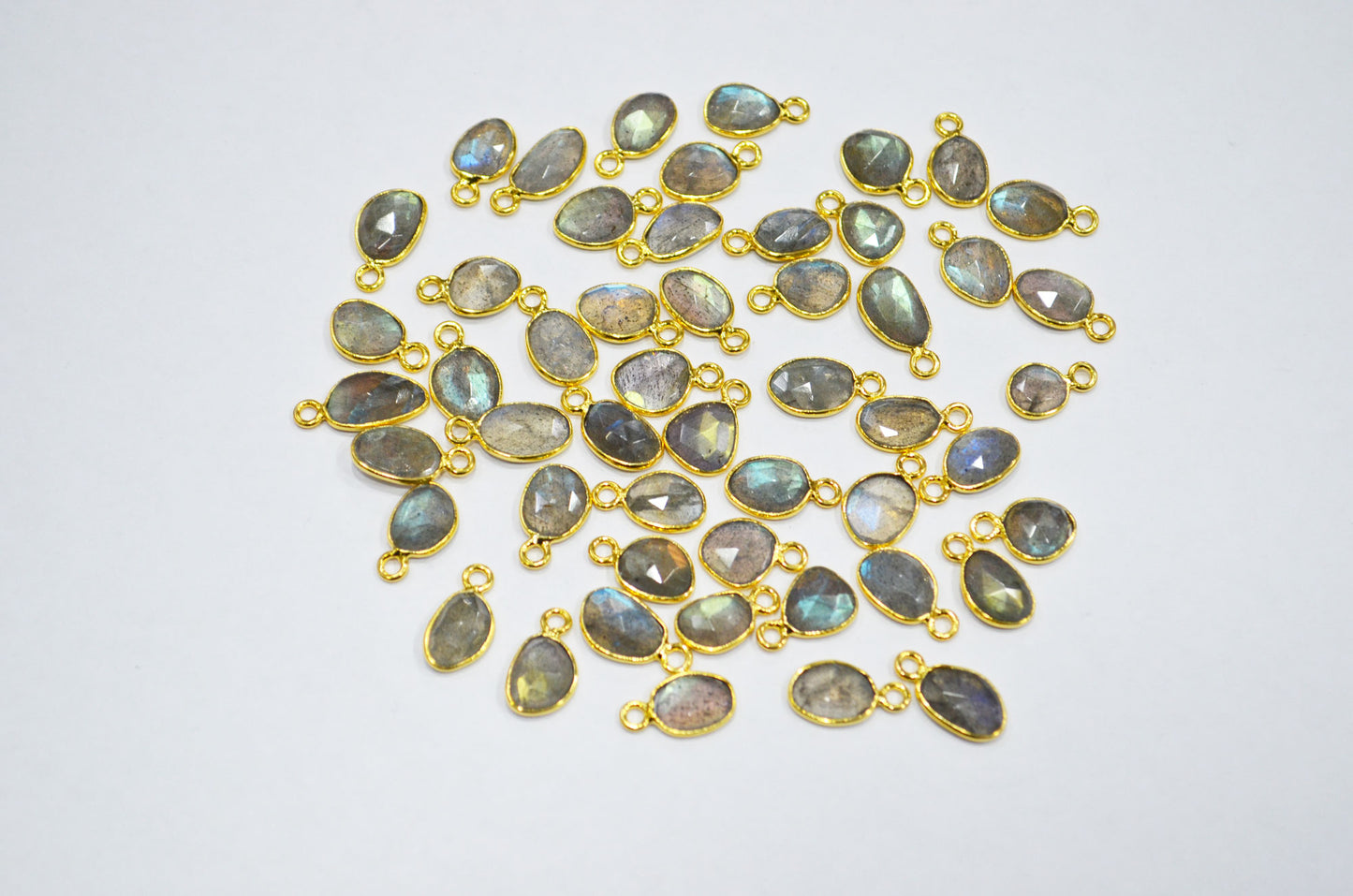 Natural Labradorite Faceted Free Form Shape Connector , Sold By Piece , 7x9 - 9x12 mm , RB-7405