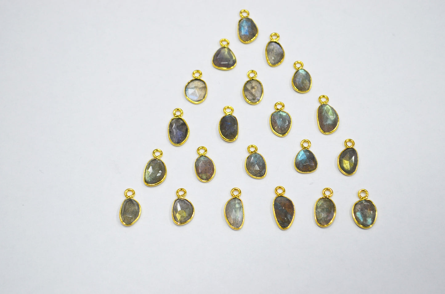 Natural Labradorite Faceted Free Form Shape Connector , Sold By Piece , 7x9 - 9x12 mm , RB-7405