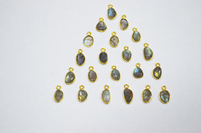 Natural Labradorite Faceted Free Form Shape Connector , Sold By Piece , 7x9 - 9x12 mm , RB-7405