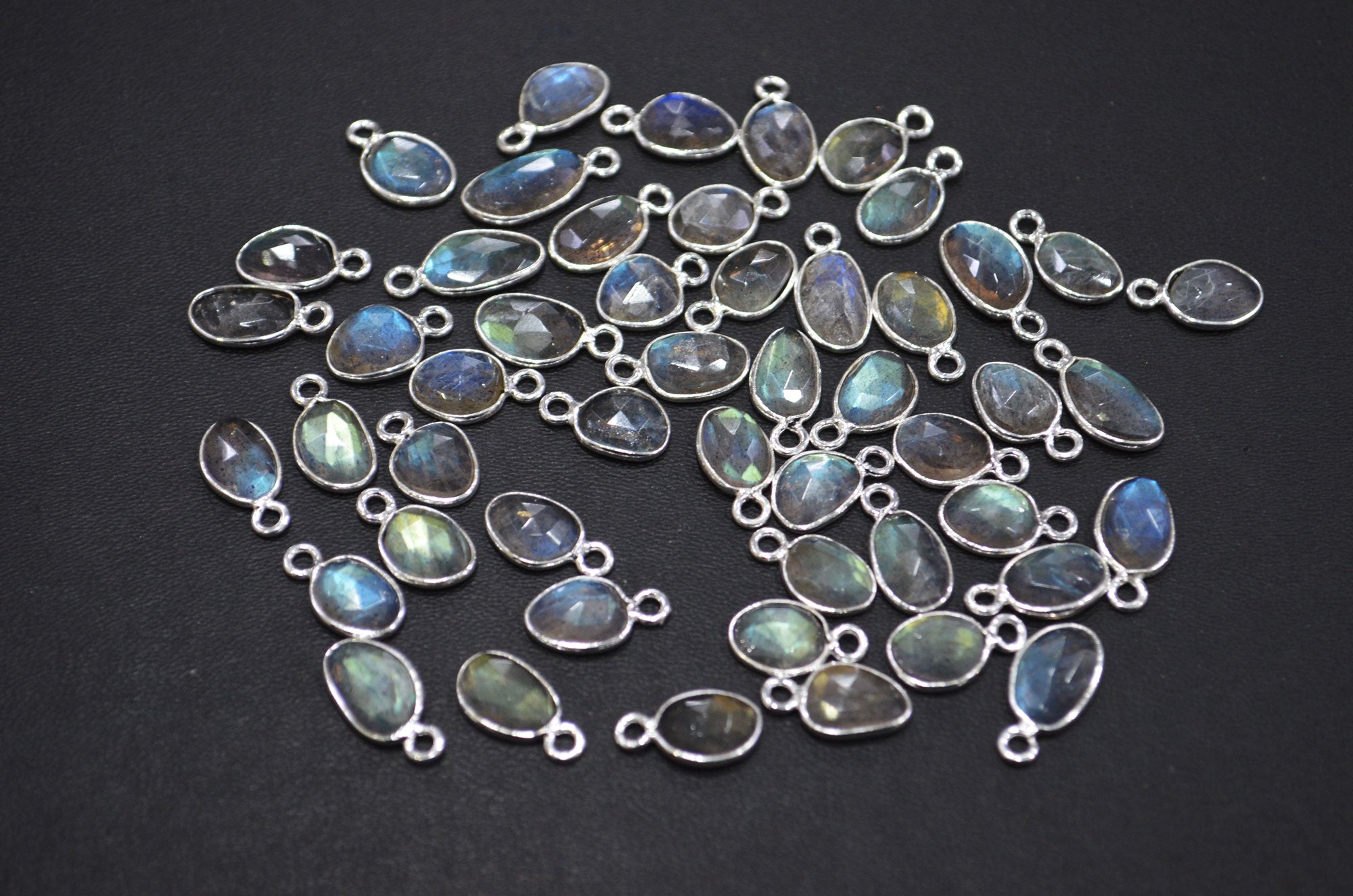 Natural Labradorite Faceted Free Form Shape Connector , Sold By Piece , 7x9 - 9x12 mm , RB-7405