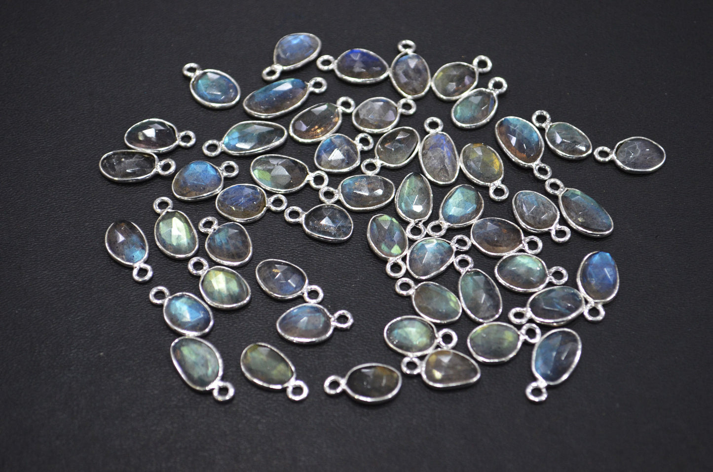Natural Labradorite Faceted Free Form Shape Connector , Sold By Piece , 7x9 - 9x12 mm , RB-7405