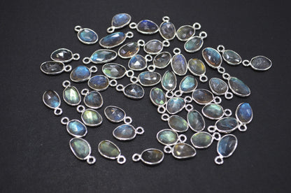Natural Labradorite Faceted Free Form Shape Connector , Sold By Piece , 7x9 - 9x12 mm , RB-7405