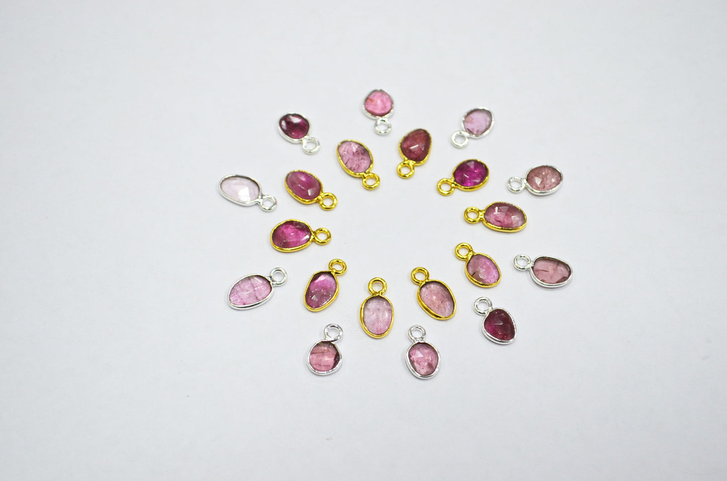 Pink Tourmaline Faceted Free Form Shape Connector , Sold By Piece , 6x7 - 7x9 mm , RB-7406