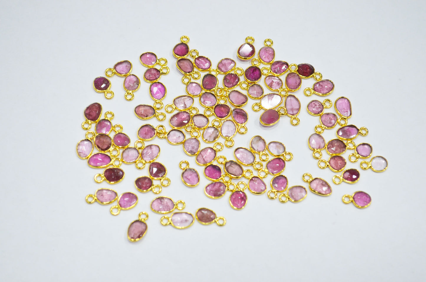Pink Tourmaline Faceted Free Form Shape Connector , Sold By Piece , 6x7 - 7x9 mm , RB-7406