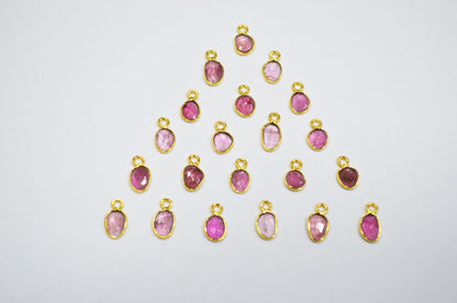 Pink Tourmaline Faceted Free Form Shape Connector , Sold By Piece , 6x7 - 7x9 mm , RB-7406