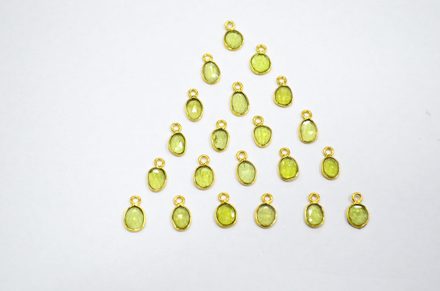 Natural Peridot Faceted Free Form Shape Connector , Sold By Piece , 7x9 - 8x11 mm , RB-7407