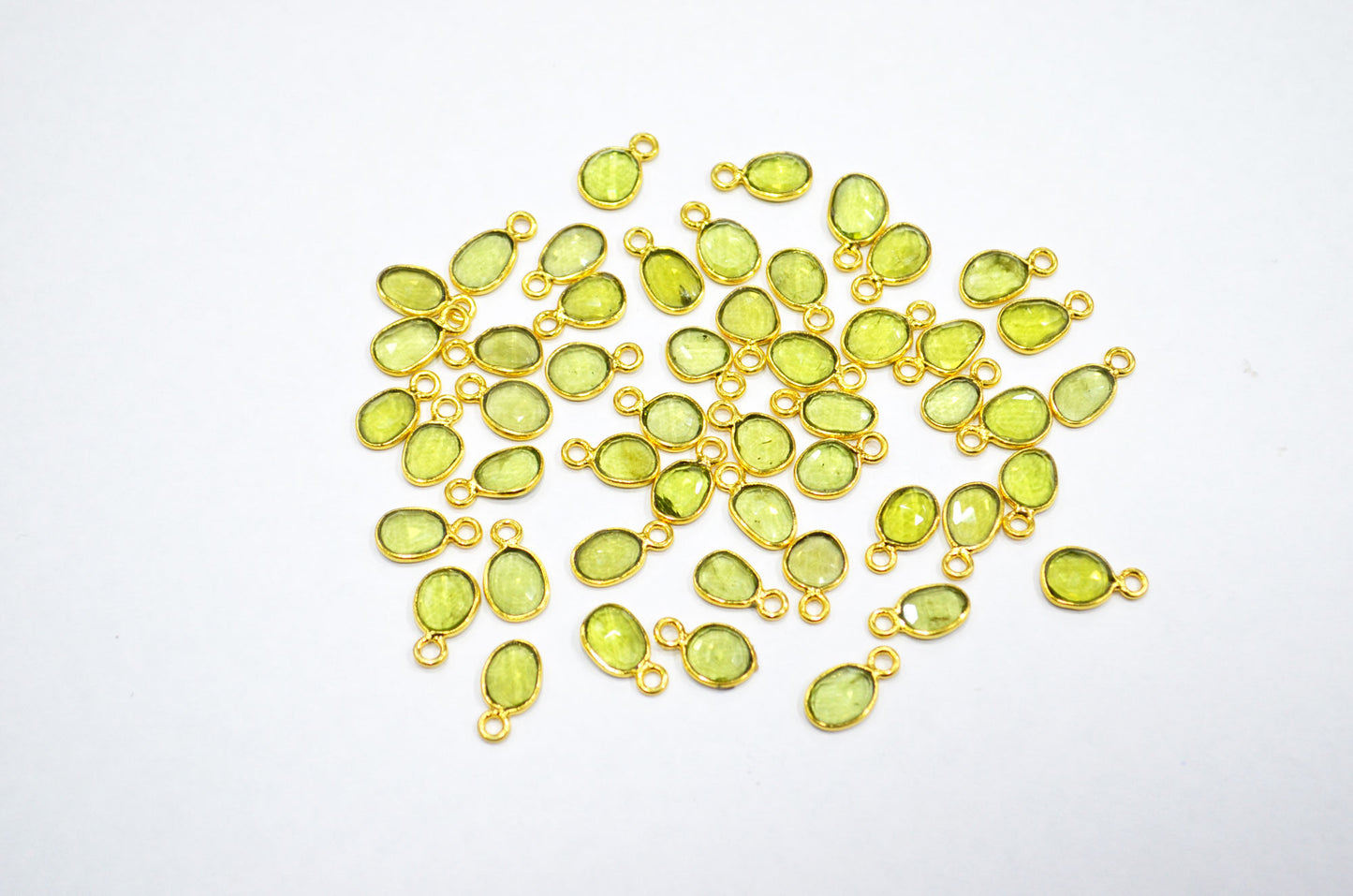 Natural Peridot Faceted Free Form Shape Connector , Sold By Piece , 7x9 - 8x11 mm , RB-7407