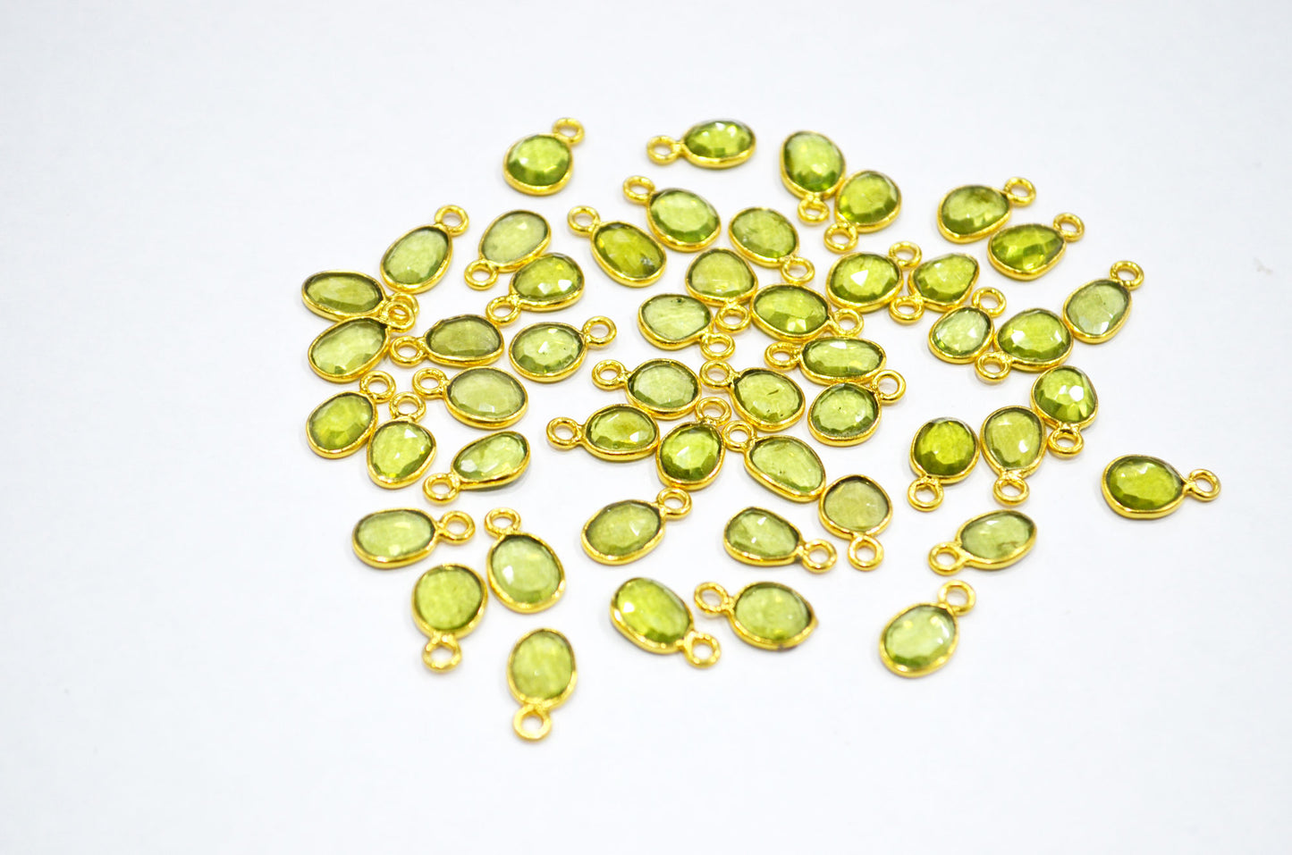 Natural Peridot Faceted Free Form Shape Connector , Sold By Piece , 7x9 - 8x11 mm , RB-7407