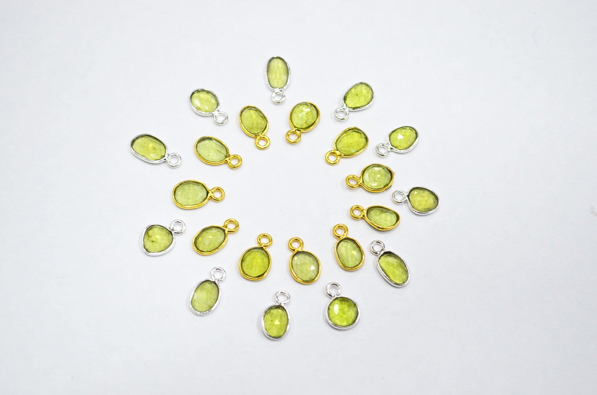 Natural Peridot Faceted Free Form Shape Connector , Sold By Piece , 7x9 - 8x11 mm , RB-7407