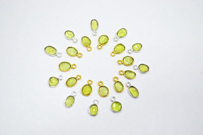 Natural Peridot Faceted Free Form Shape Connector , Sold By Piece , 7x9 - 8x11 mm , RB-7407