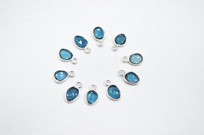 Natural London Blue Topaz Faceted Free Form Shape Connector , Sold By Piece , 6x8 - 8x10 mm , RB-7408