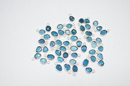 Natural London Blue Topaz Faceted Free Form Shape Connector , Sold By Piece , 6x8 - 8x10 mm , RB-7408