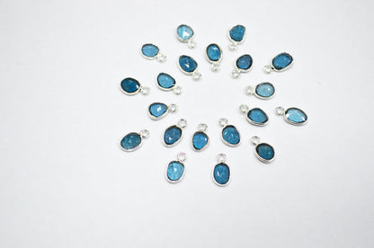 Natural London Blue Topaz Faceted Free Form Shape Connector , Sold By Piece , 6x8 - 8x10 mm , RB-7408