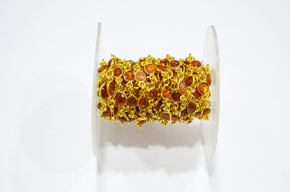 Natural Orange Kyanite Faceted Free Form Shape Connector Chain , 5 - 7 mm , RB-7414