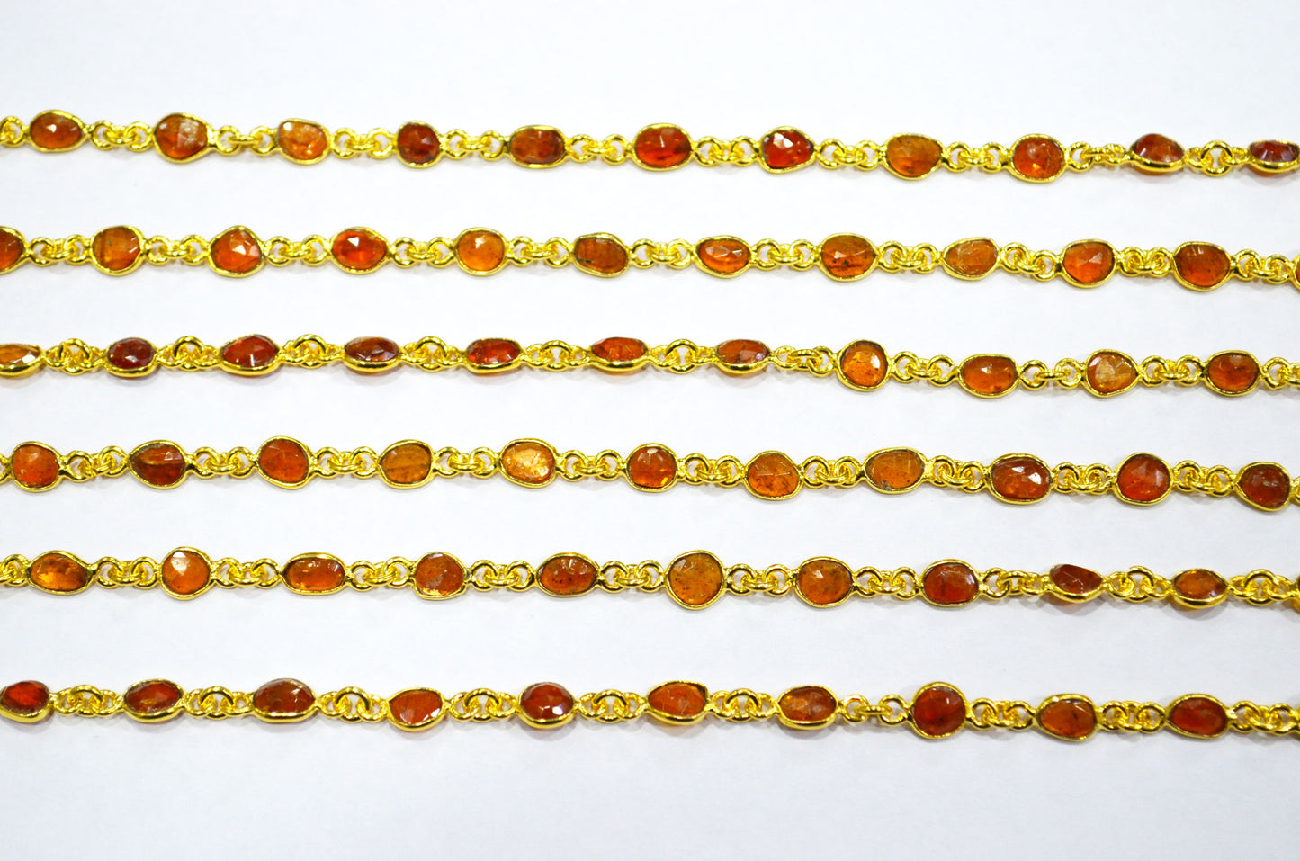 Natural Orange Kyanite Faceted Free Form Shape Connector Chain , 5 - 7 mm , RB-7414