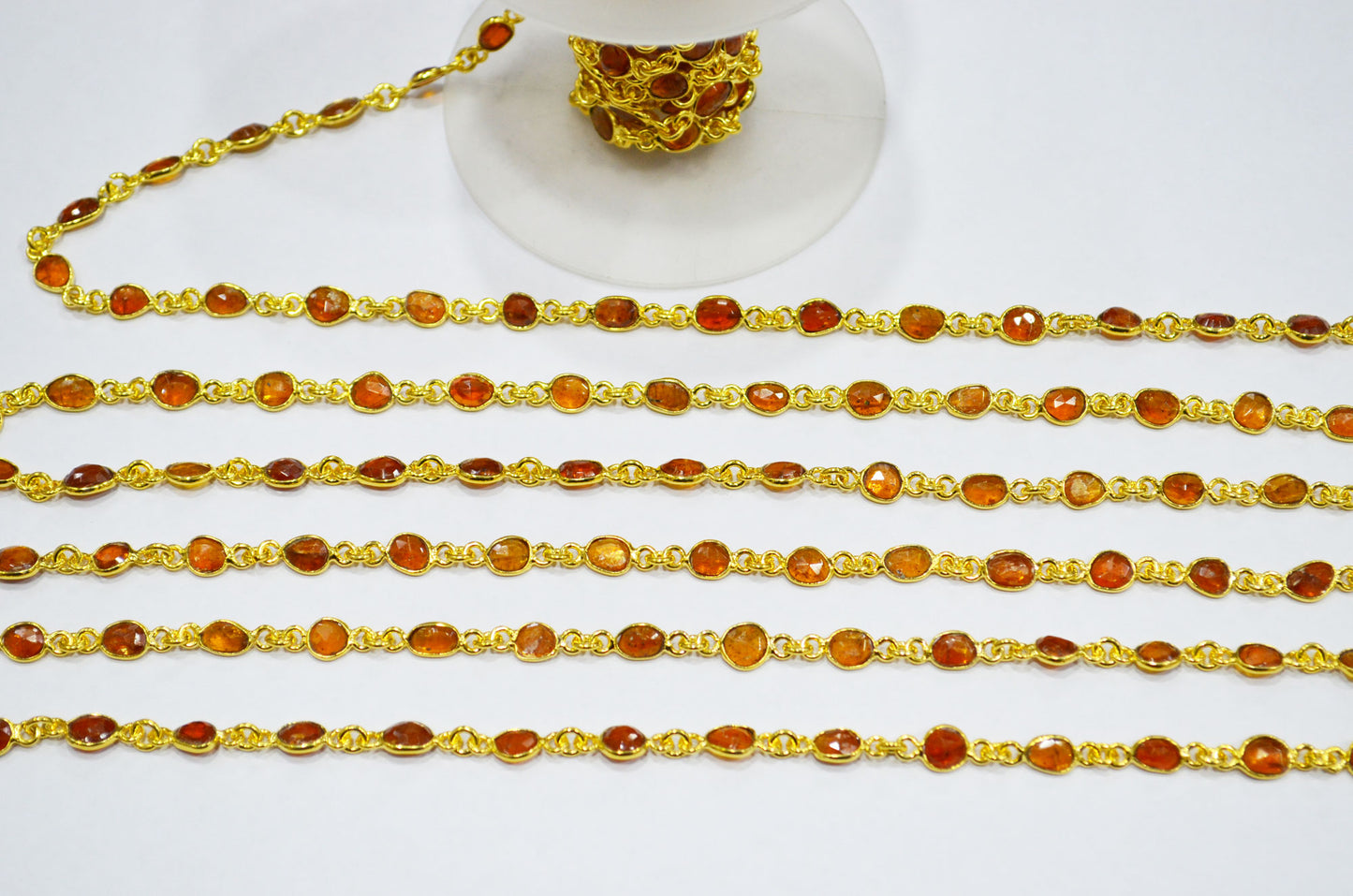 Natural Orange Kyanite Faceted Free Form Shape Connector Chain , 5 - 7 mm , RB-7414