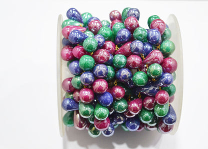 Mystic Multi Precious Quartz Tear Drops Shape Rosary Beaded Chain , 9x15 - 10x17 mm , RB-7415