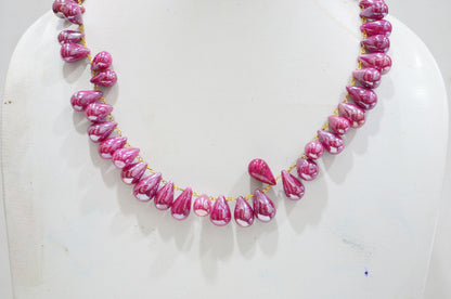 Mystic Ruby Quartz Smooth Tear Drops Shape Necklace With Lobster Lock And Adjustable Chain , 16 Inches , 9x13 - 10x15 mm , RB-7417