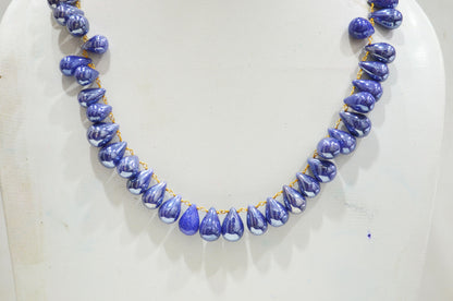 Mystic Sapphire Quartz Smooth Tear Drops Shape Necklace With Lobster Lock And Adjustable Chain , 16 Inches , 9x12 - 11x16 mm , RB-7419