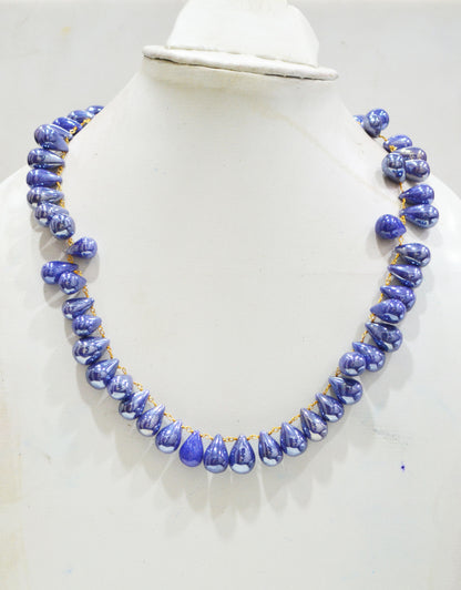 Mystic Sapphire Quartz Smooth Tear Drops Shape Necklace With Lobster Lock And Adjustable Chain , 16 Inches , 9x12 - 11x16 mm , RB-7419