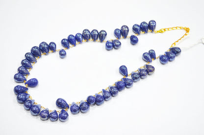 Mystic Sapphire Quartz Smooth Tear Drops Shape Necklace With Lobster Lock And Adjustable Chain , 16 Inches , 9x12 - 11x16 mm , RB-7419