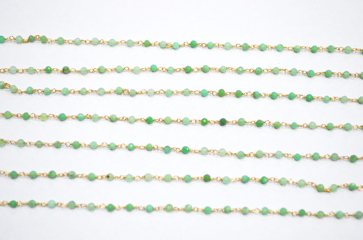 Chrysoprase Faceted Round Shape Rosary Beaded Chain  , 3 mm , RB-7422