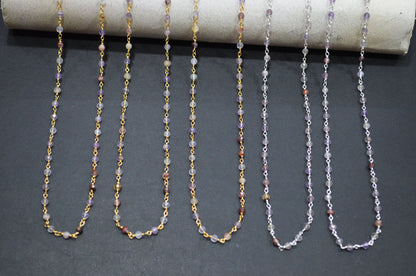Purple Ghost Faceted Round Shape Rosary Beaded Chain  , 3 mm , RB-7423
