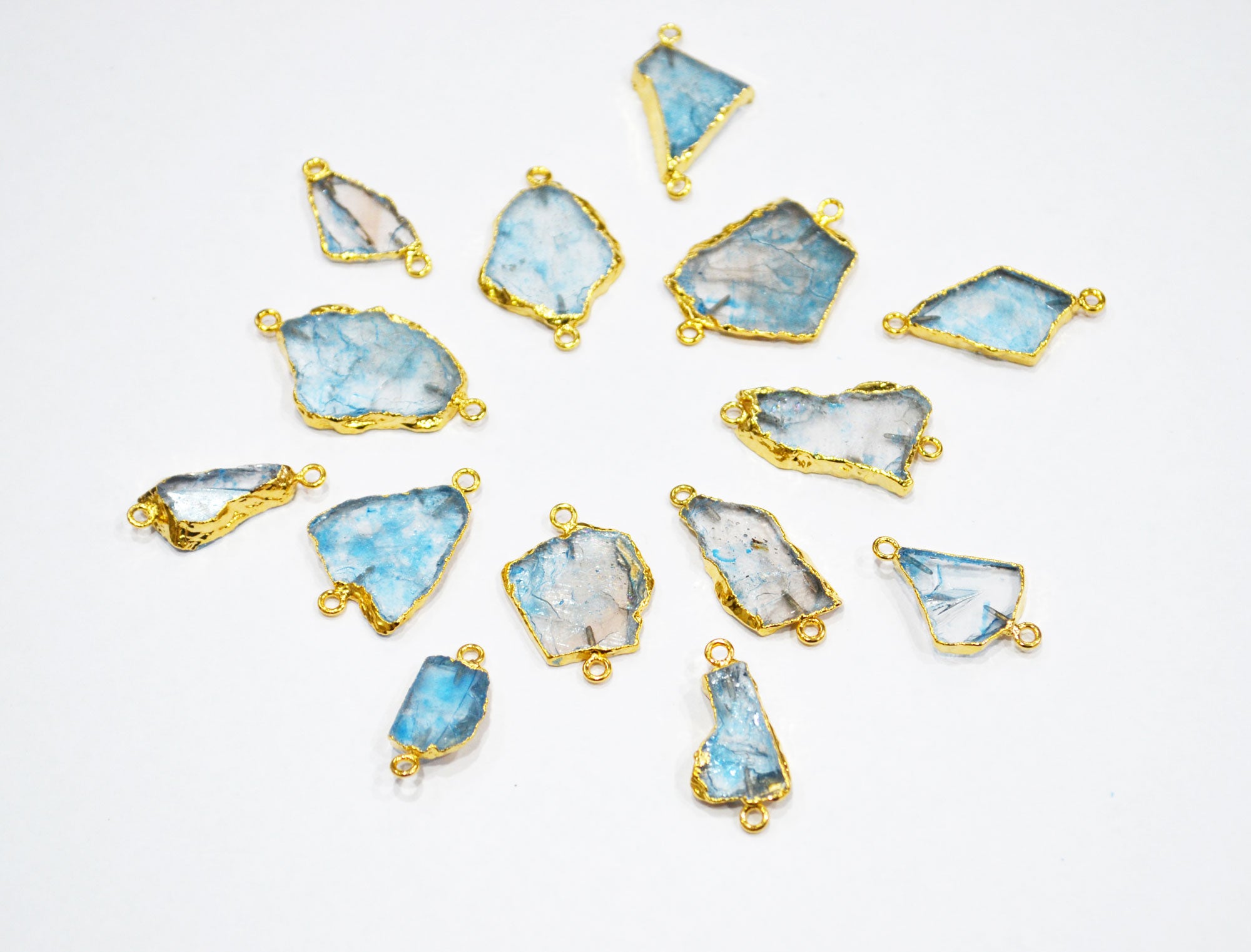 Mystic Blue Topaz Rustic Raw Shape Connector , Sold By Piece , 12 - 27 mm , RB-7428