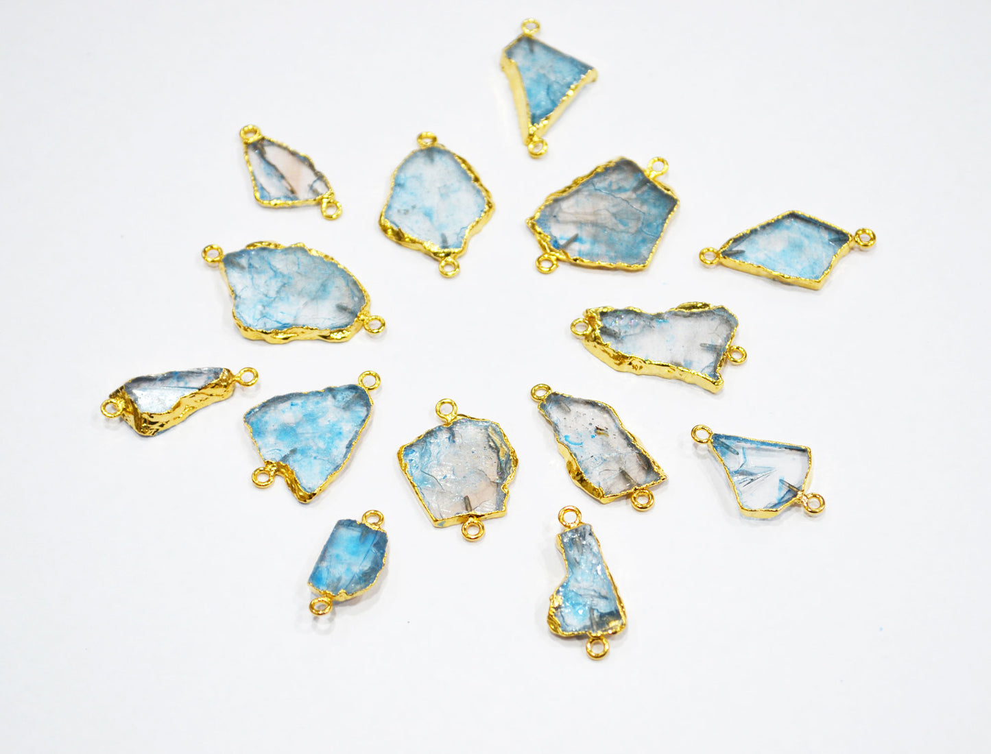 Mystic Blue Topaz Rustic Raw Shape Connector , Sold By Piece , 12 - 27 mm , RB-7428