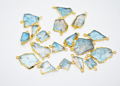 Mystic Blue Topaz Rustic Raw Shape Connector , Sold By Piece , 12 - 27 mm , RB-7428