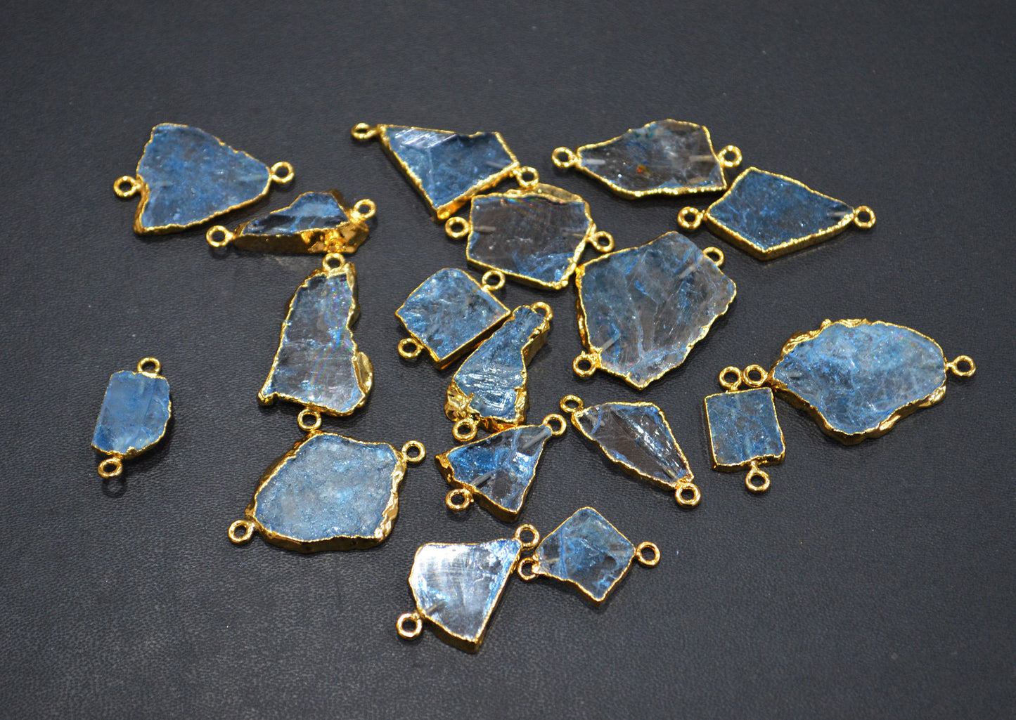 Mystic Blue Topaz Rustic Raw Shape Connector , Sold By Piece , 12 - 27 mm , RB-7428