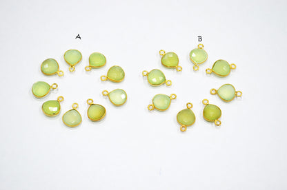 Prehnite Faceted Pear Shape Connector , Sold By Piece , 11x15 mm , RB-7431