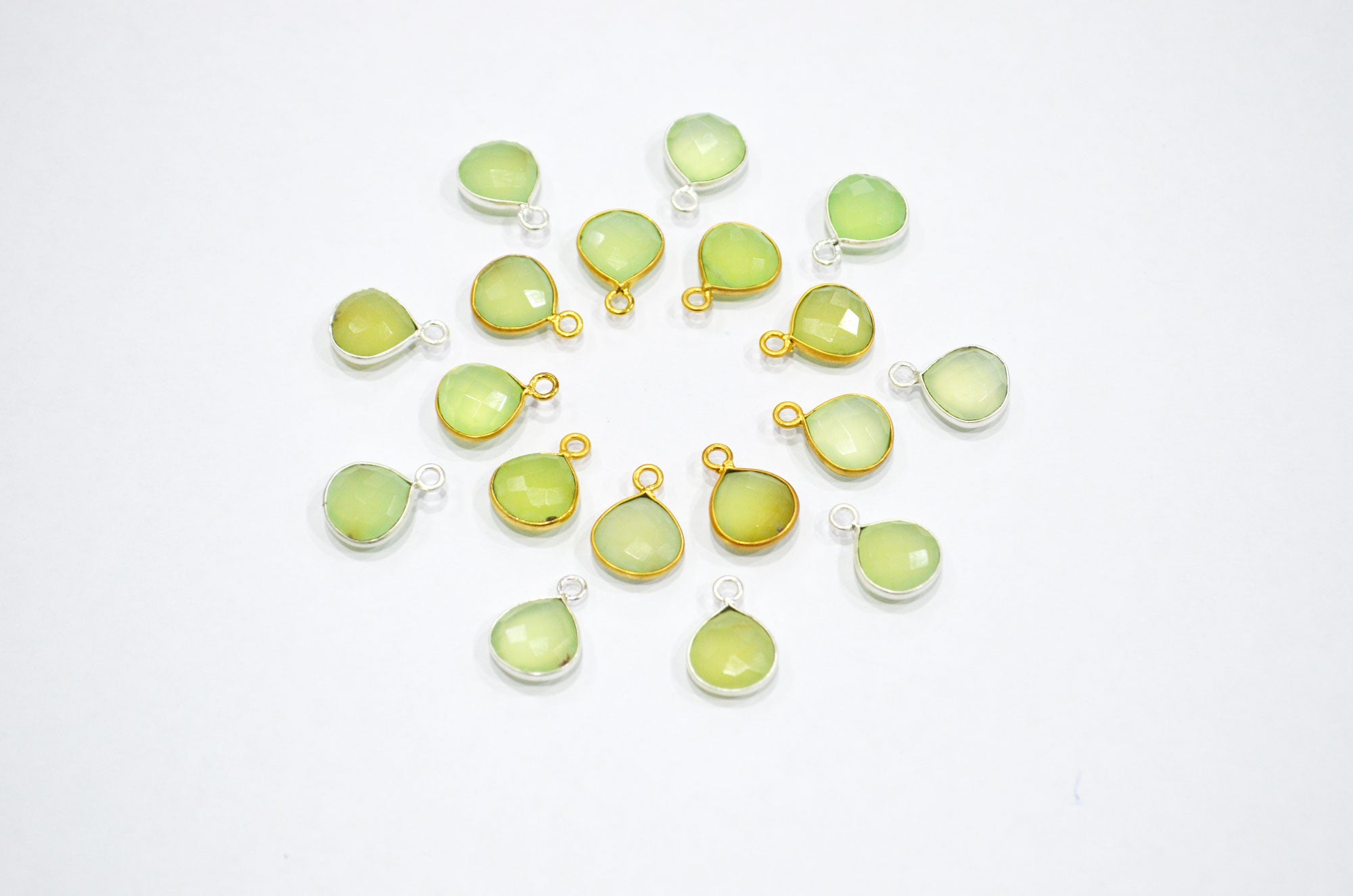 Prehnite Faceted Heart Shape Connector , Sold By Piece , 11 mm , RB-7433