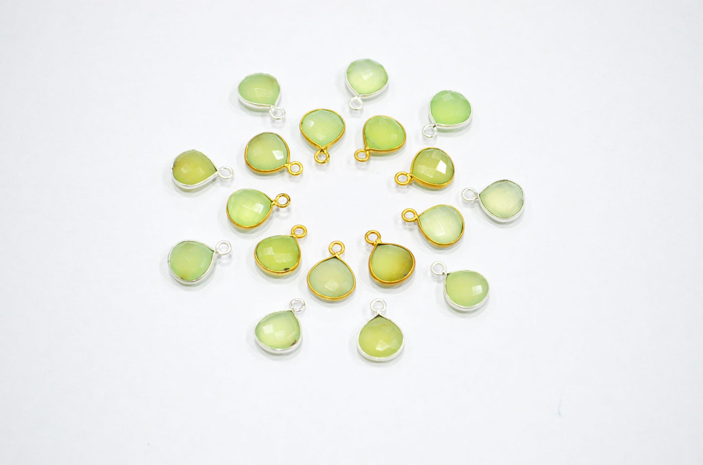 Prehnite Faceted Pear Shape Connector , Sold By Piece , 11x15 mm , RB-7431