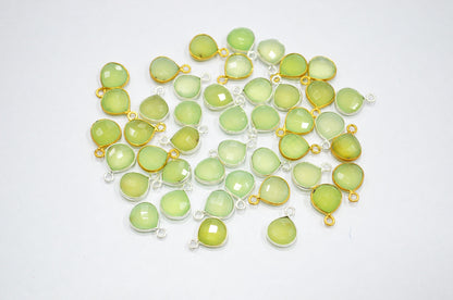Prehnite Faceted Pear Shape Connector , Sold By Piece , 11x15 mm , RB-7431