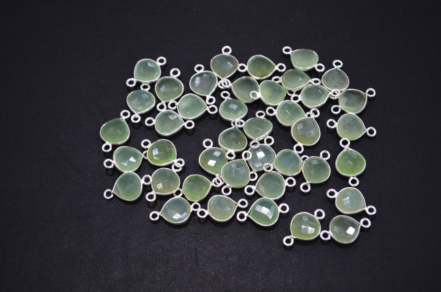 Prehnite Faceted Pear Shape Connector , Sold By Piece , 11x15 mm , RB-7431
