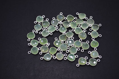 Prehnite Faceted Pear Shape Connector , Sold By Piece , 11x15 mm , RB-7431