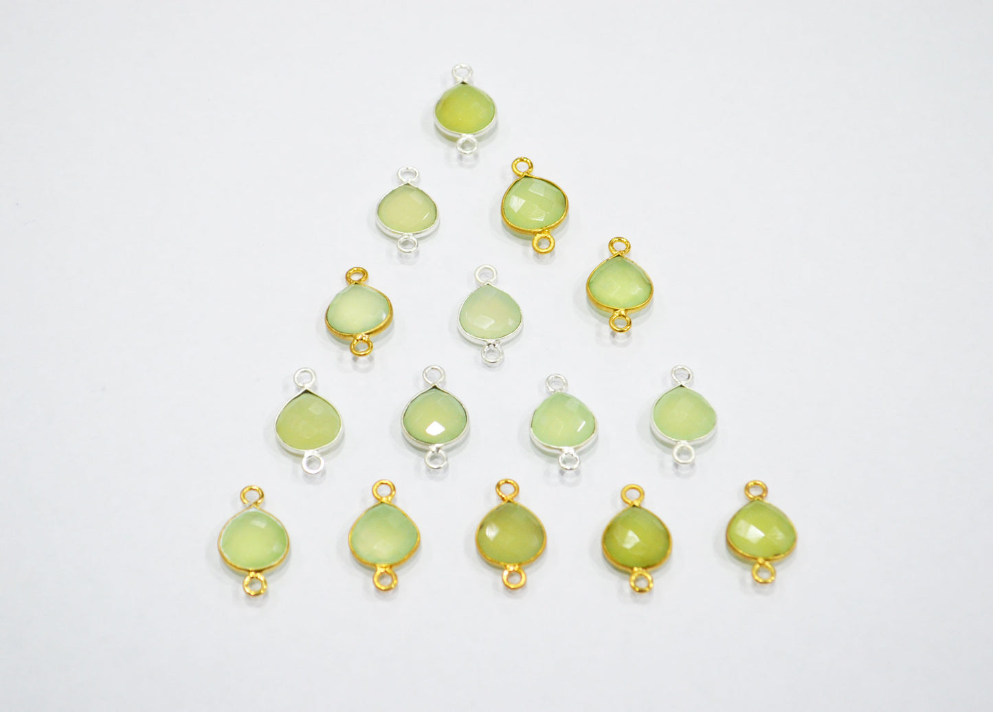 Prehnite Faceted Pear Shape Connector , Sold By Piece , 11x15 mm , RB-7431