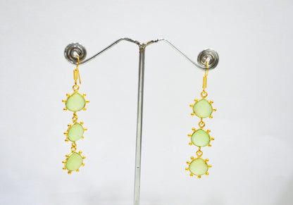 Prehnite Chalcedony Fancy Shape Earrings , Prehnite Chalcedony Heart Shape Gold Plated Brass Dangle Earrings , Women Earrings , 11 mm , RB-7434