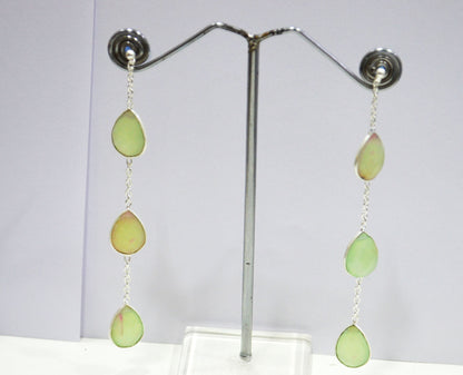 Prehnite Chalcedony Fancy Shape Earrings , Prehnite Chalcedony Pear Shape Gold Plated Brass Post Earrings , Women Earrings , 11x15 mm , RB-7439